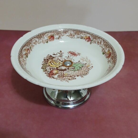 Vintage Royal Tudor Ware/Barker Bros. Ltd Fruit & Floral Small Pedestal Dish - Picture 3 of 7
